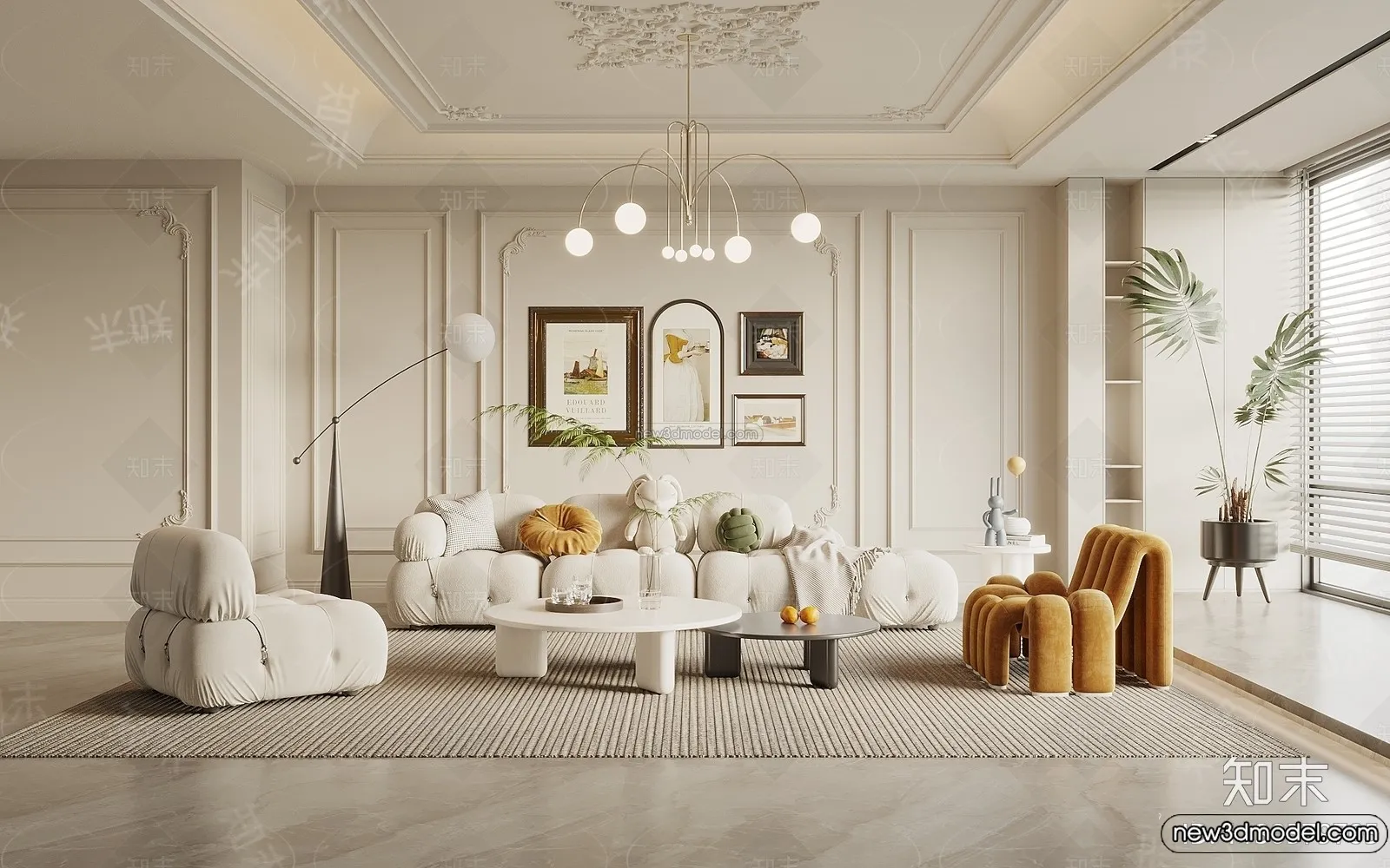 Living Room - 3D Interior Scene - French Style - 113