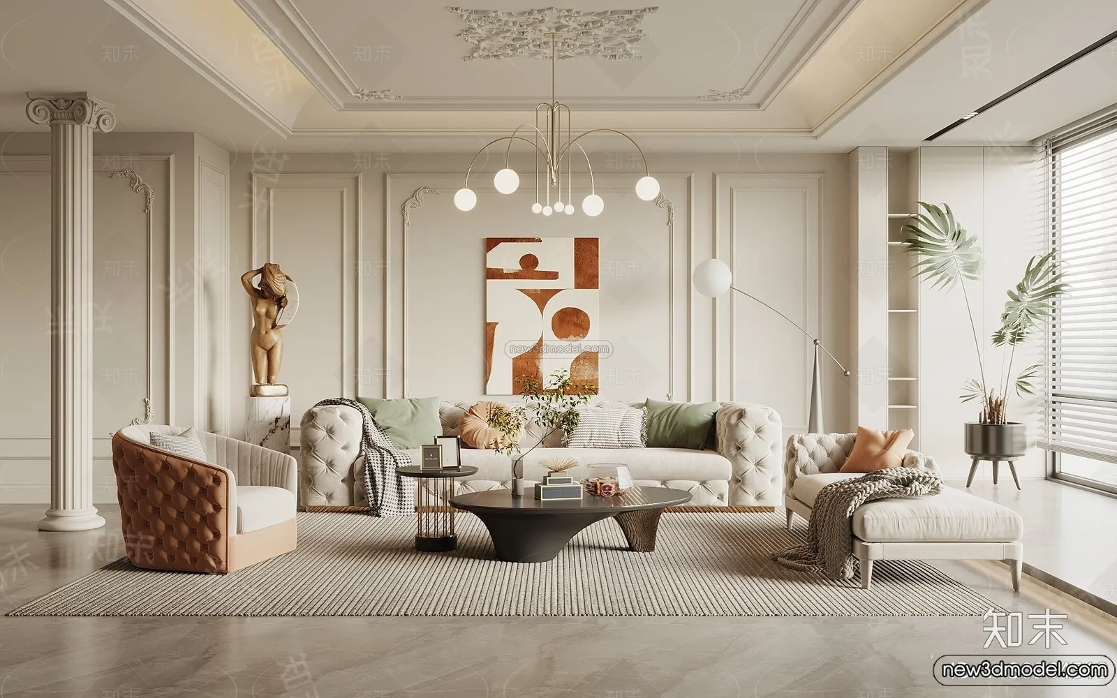 Living Room - 3D Interior Scene - French Style - 114