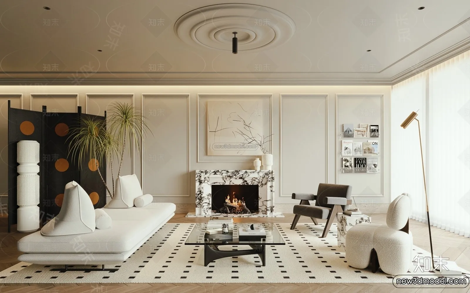 Living Room - 3D Interior Scene - French Style - 115