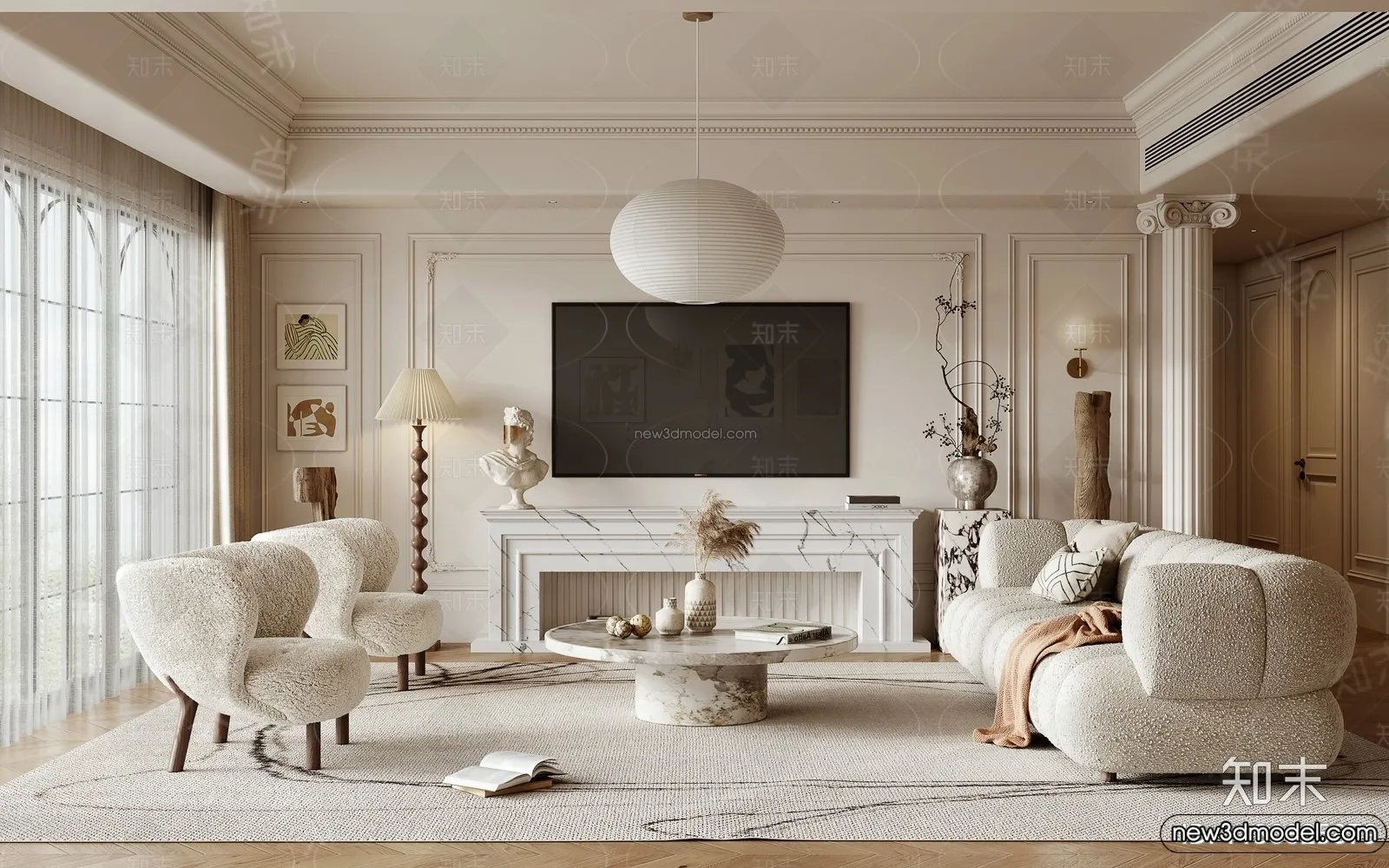 Living Room - 3D Interior Scene - French Style - 116