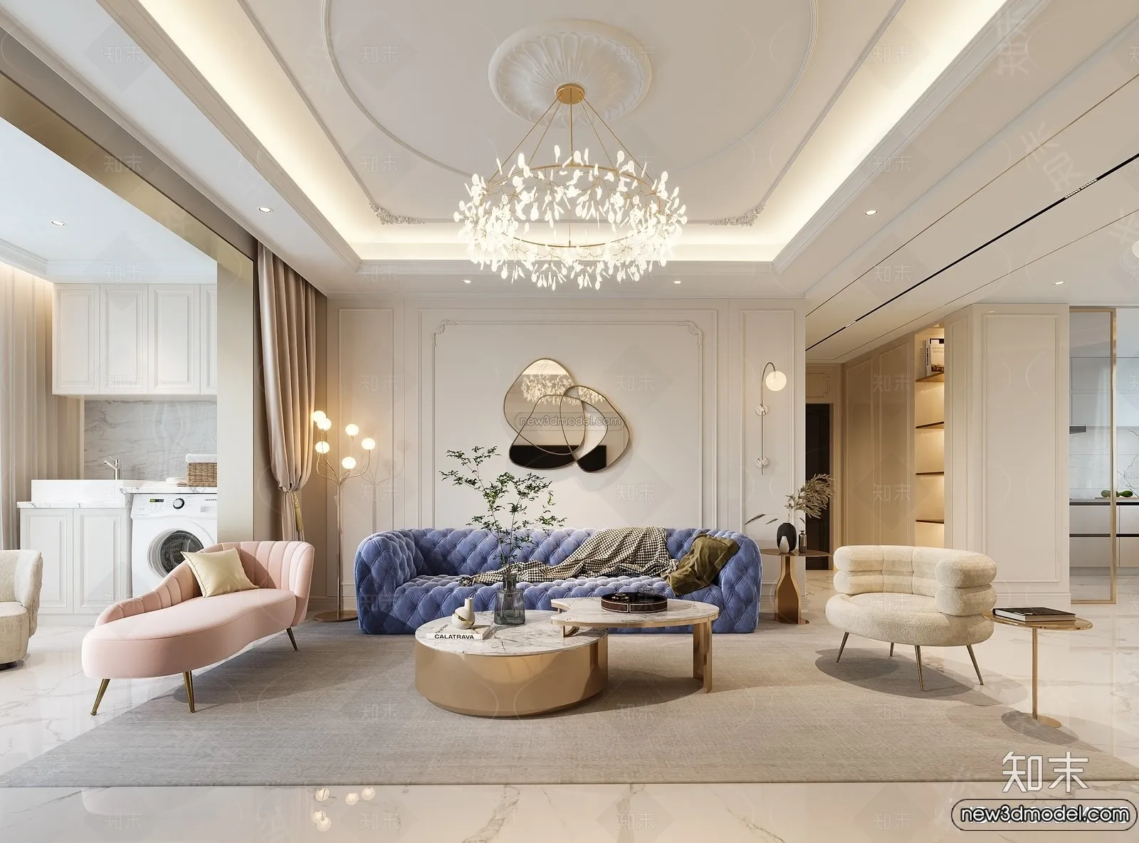 Living Room - 3D Interior Scene - French Style - 117