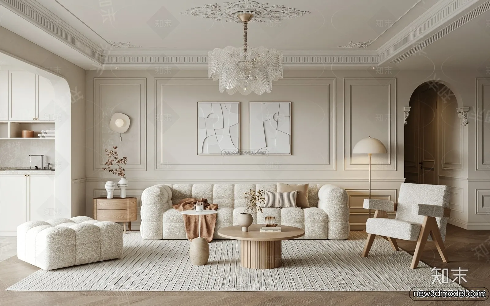 Living Room - 3D Interior Scene - French Style - 119