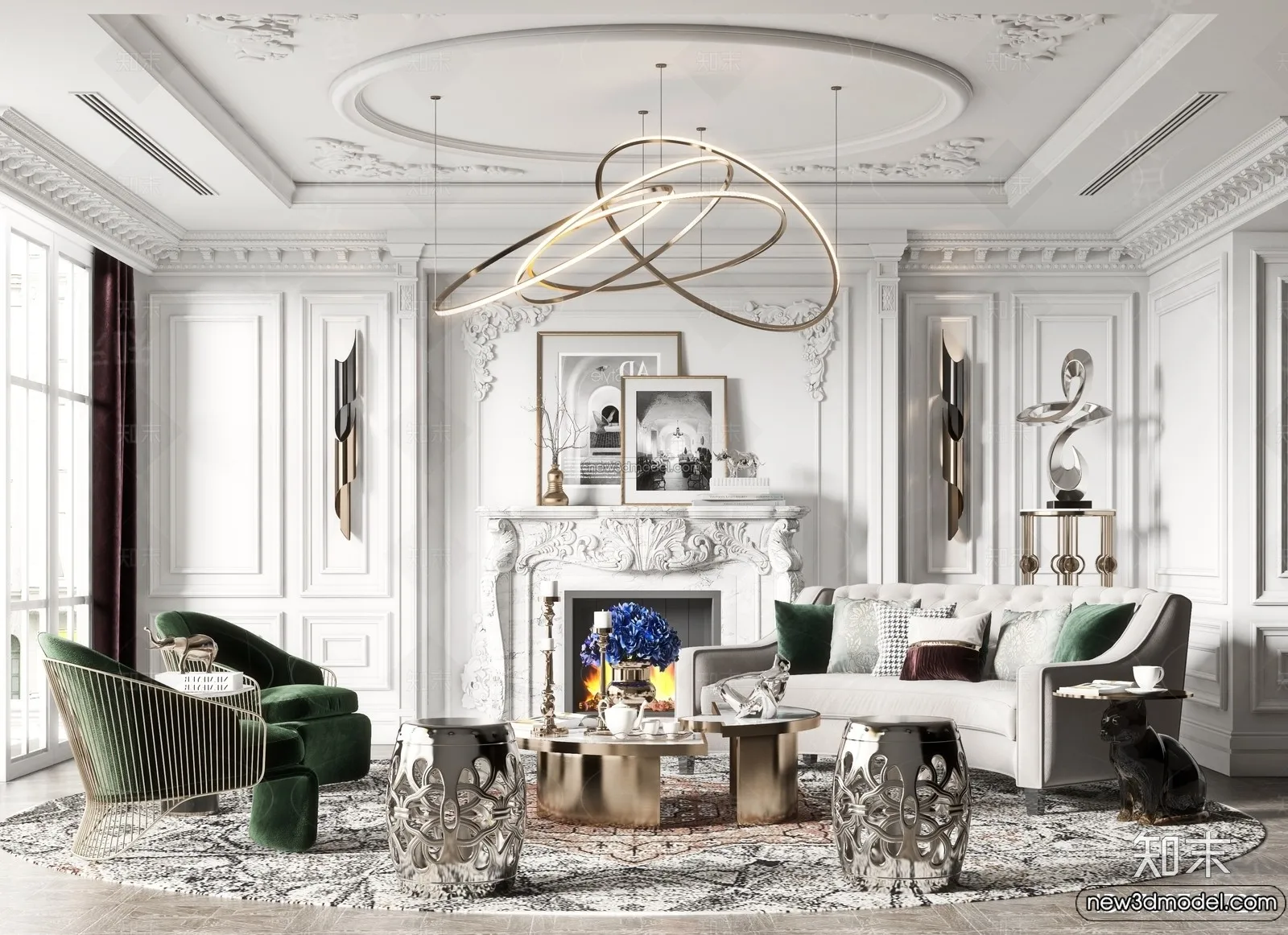 Living Room - 3D Interior Scene - French Style - 120