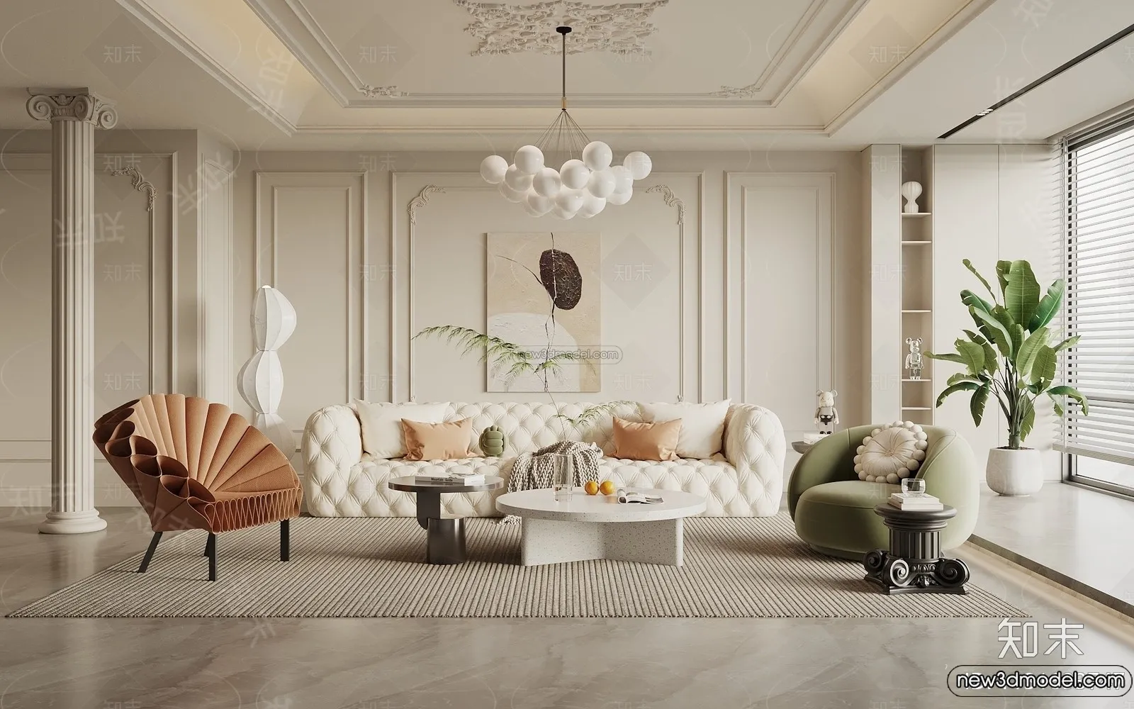 Living Room - 3D Interior Scene - French Style - 121