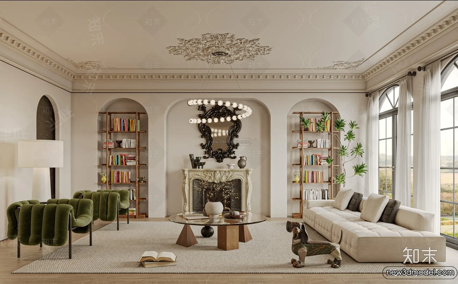 Living Room - 3D Interior Scene - French Style - 124