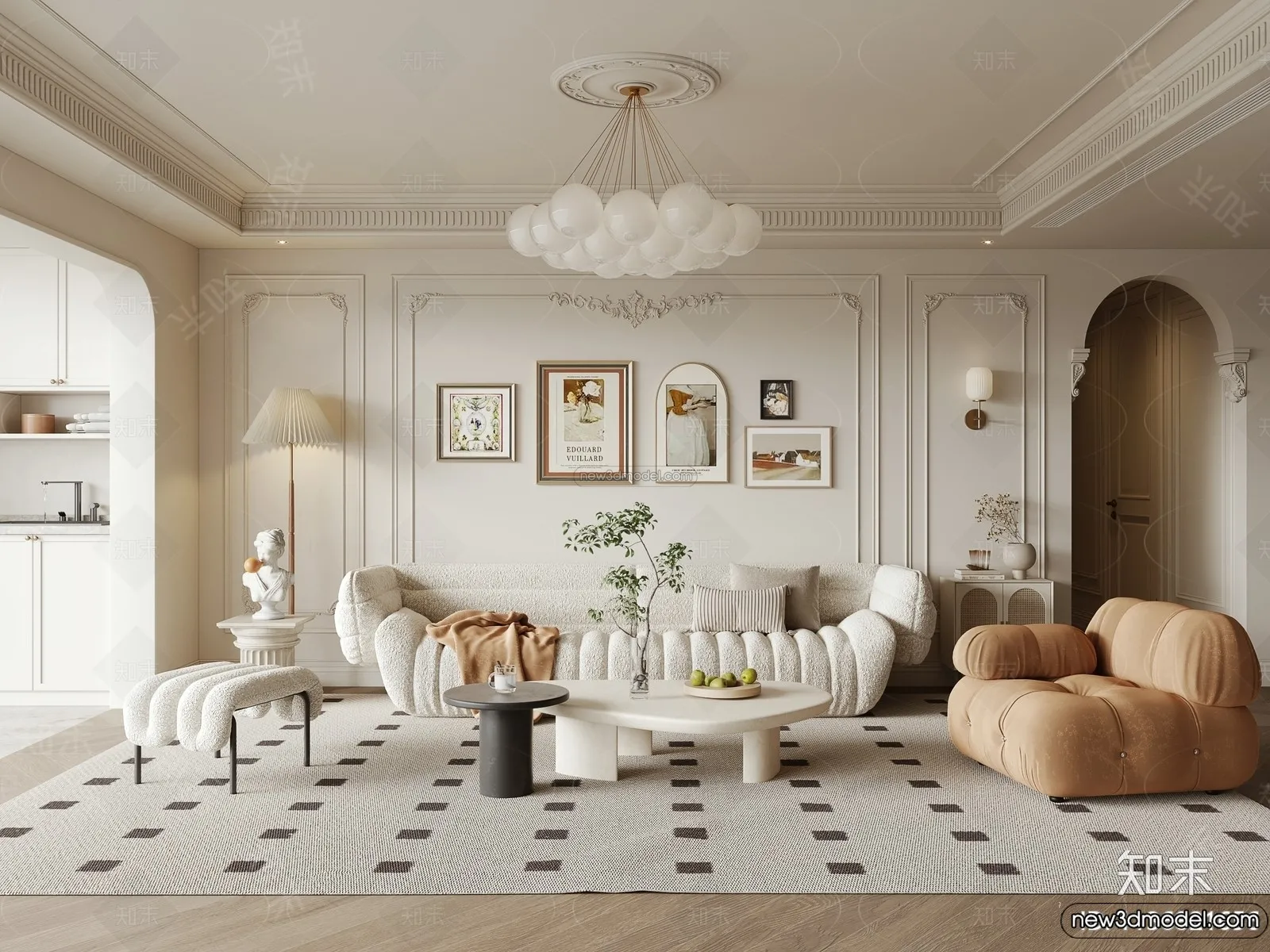 Living Room - 3D Interior Scene - French Style - 127