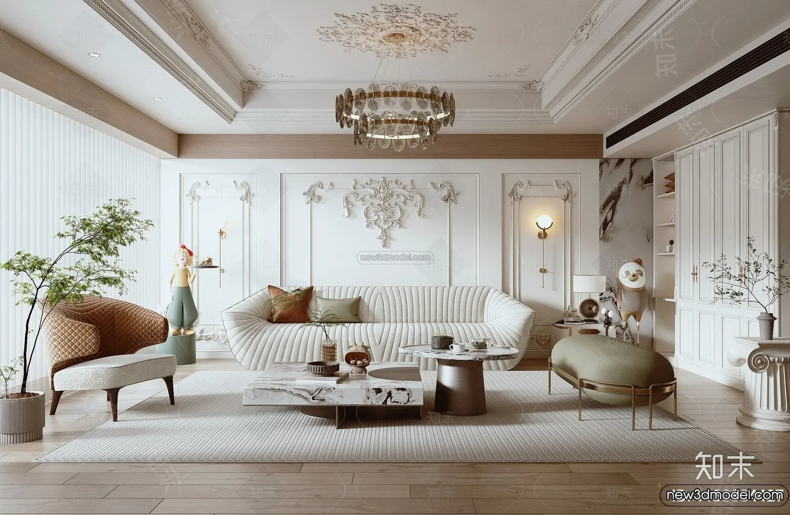 Living Room - 3D Interior Scene - French Style - 129