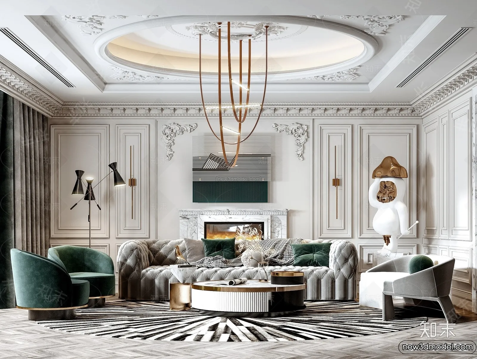 Living Room - 3D Interior Scene - French Style - 131