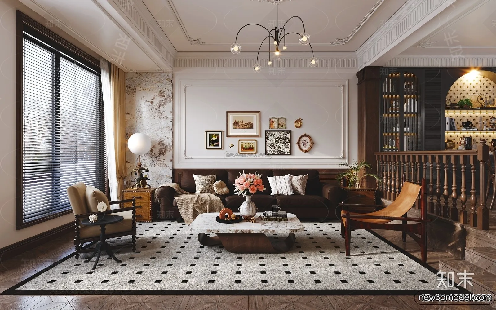 Living Room - 3D Interior Scene - French Style - 132