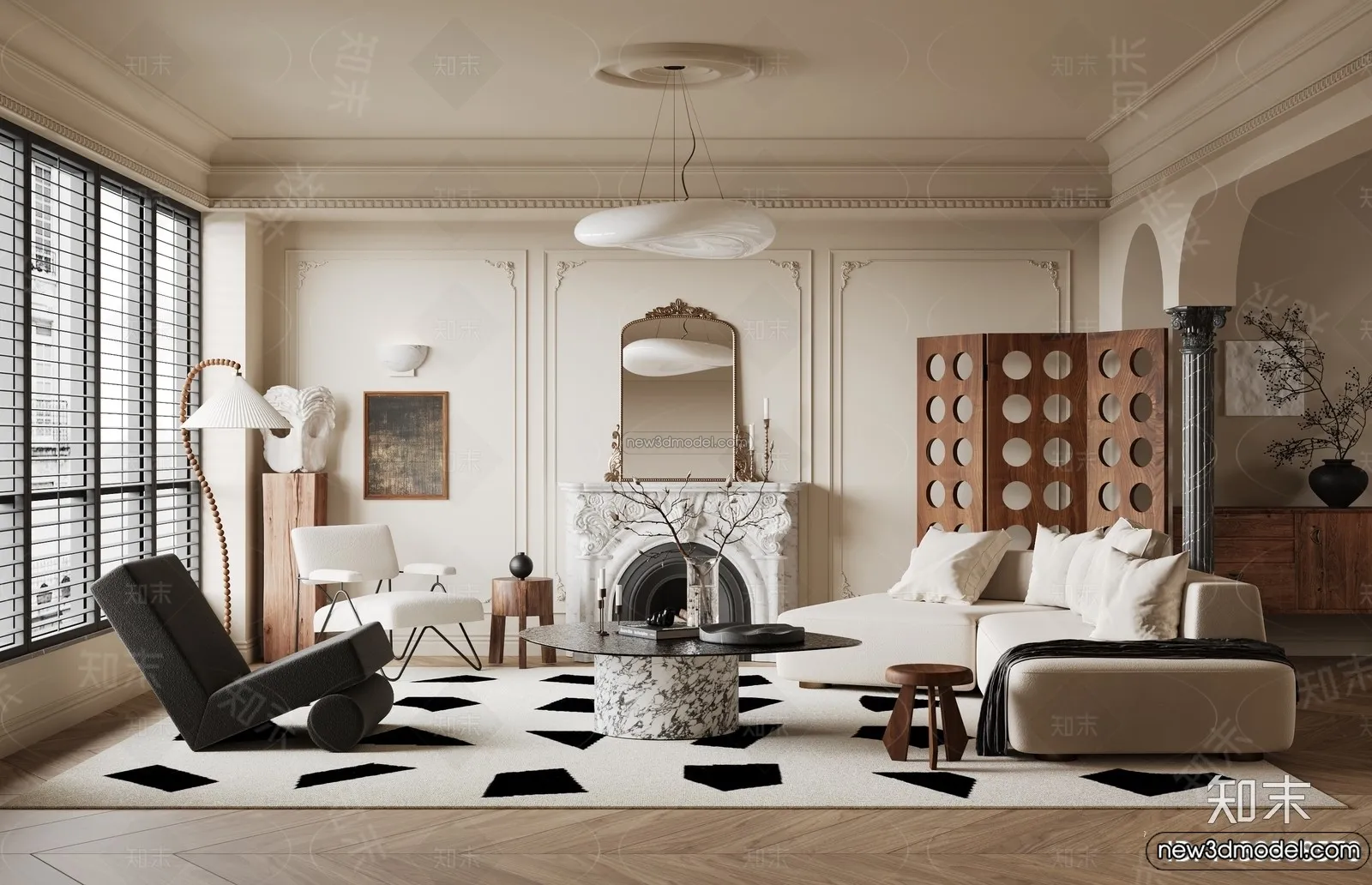 Living Room - 3D Interior Scene - French Style - 137