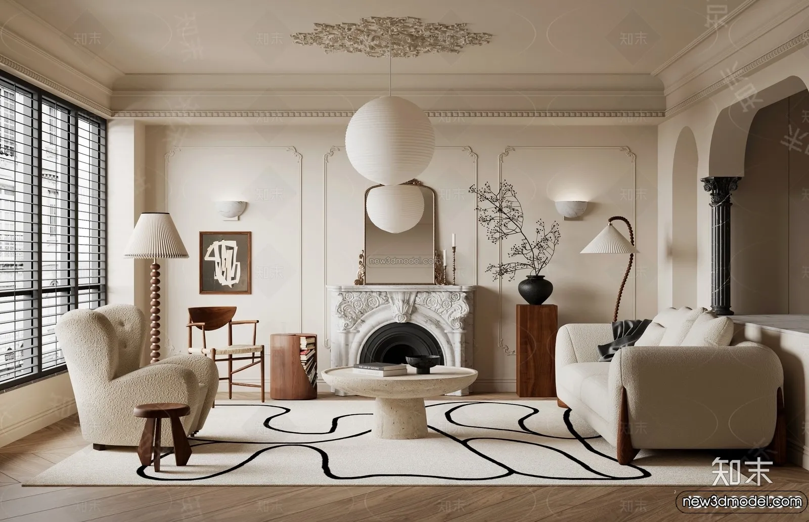 Living Room - 3D Interior Scene - French Style - 141