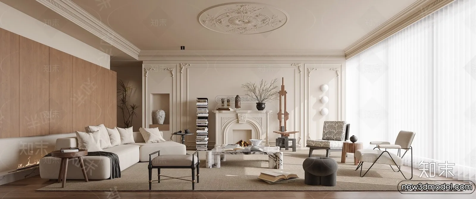 Living Room - 3D Interior Scene - French Style - 143