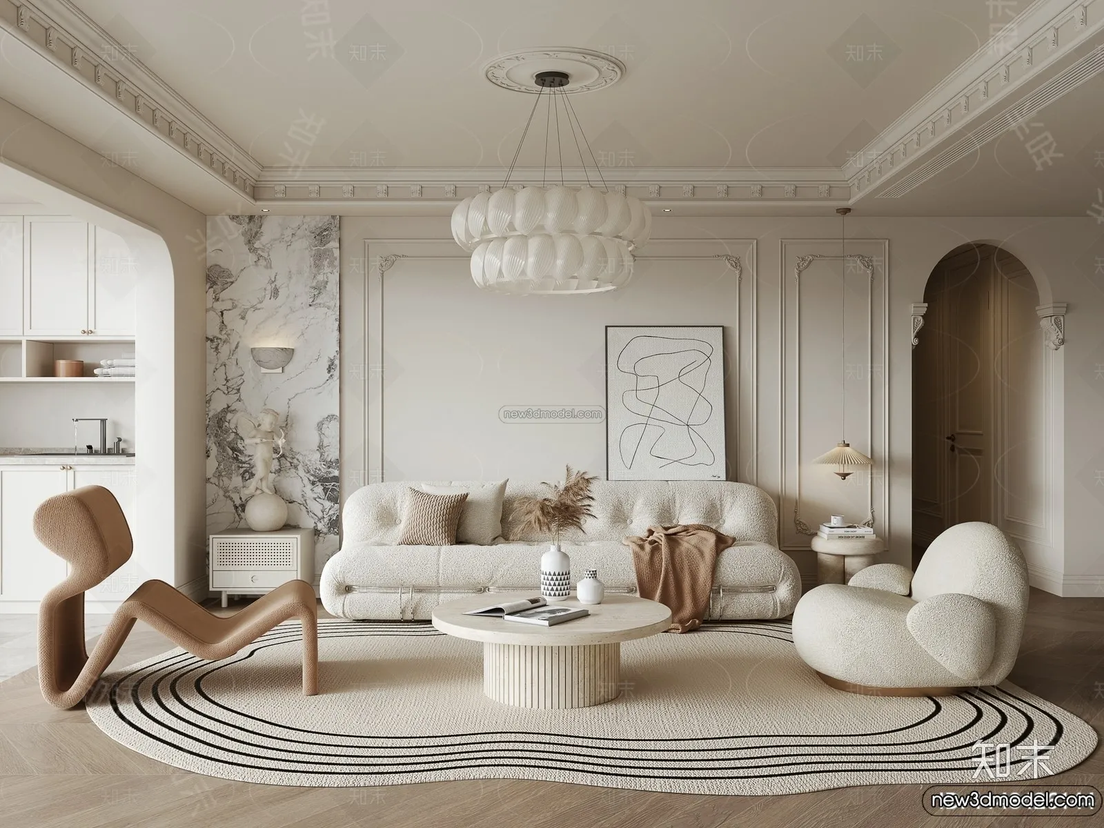 Living Room - 3D Interior Scene - French Style - 149
