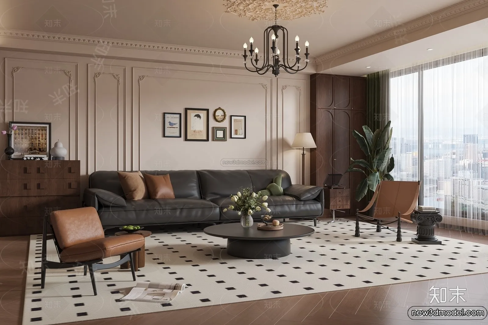 Living Room - 3D Interior Scene - French Style - 150