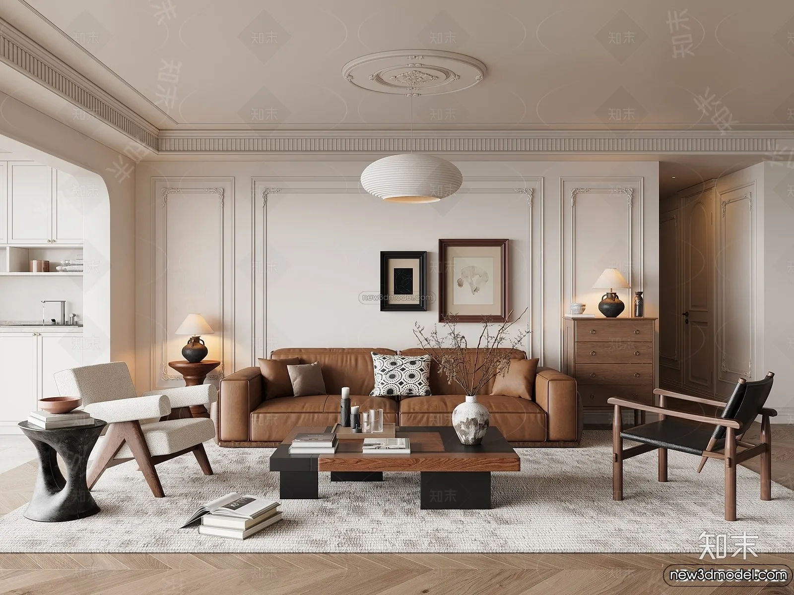 Living Room - 3D Interior Scene - French Style - 152