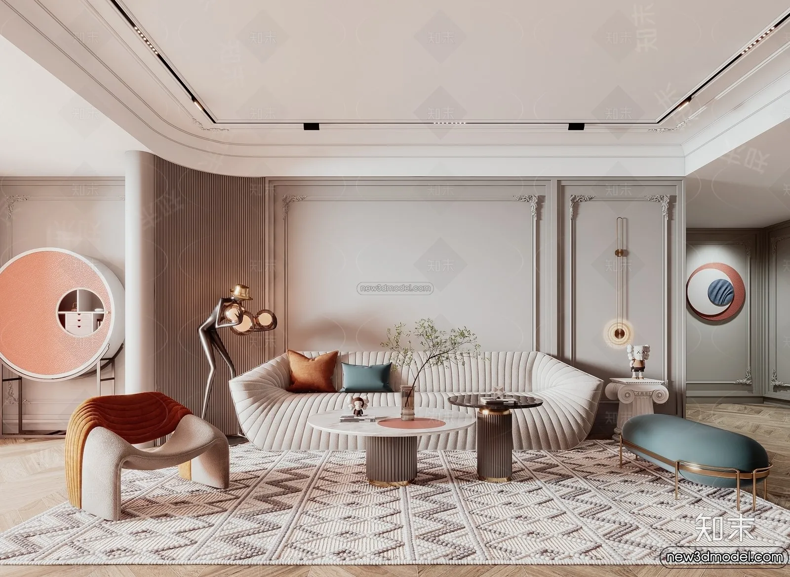 Living Room - 3D Interior Scene - French Style - 153