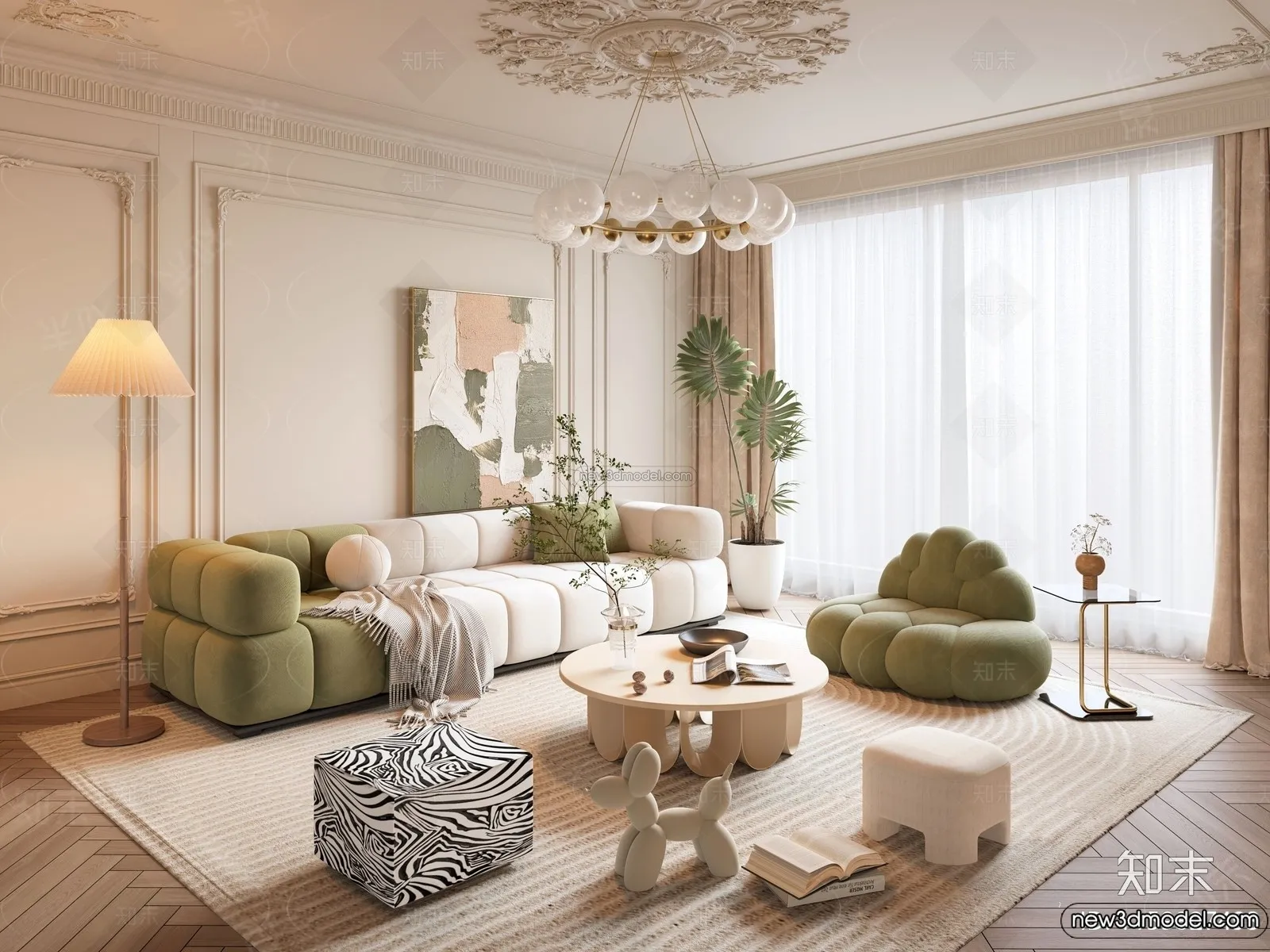 Living Room - 3D Interior Scene - French Style - 154