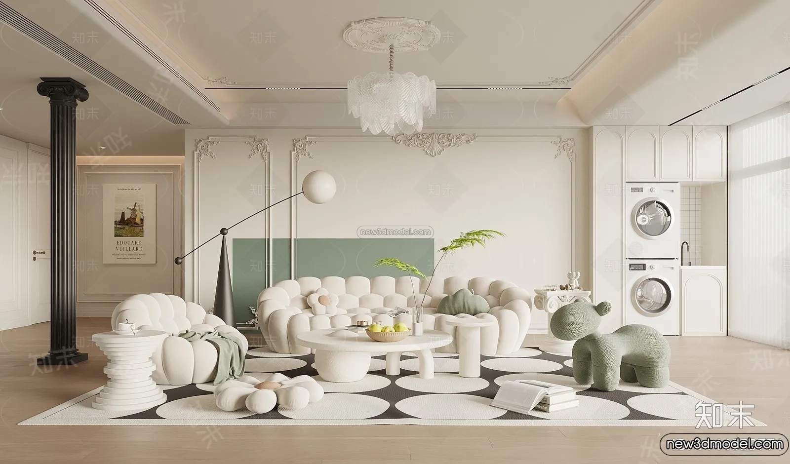 Living Room - 3D Interior Scene - French Style - 157