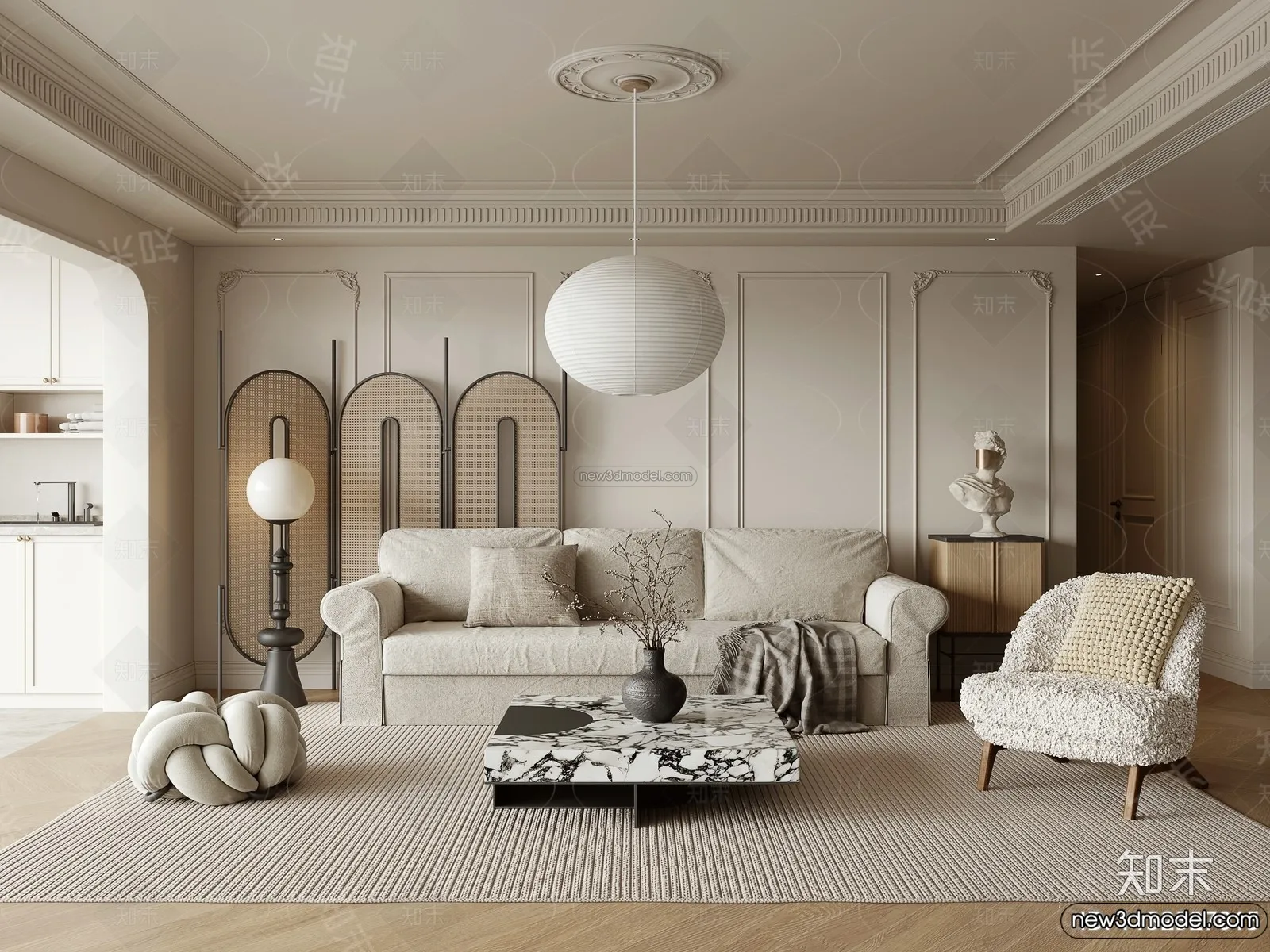 Living Room - 3D Interior Scene - French Style - 161