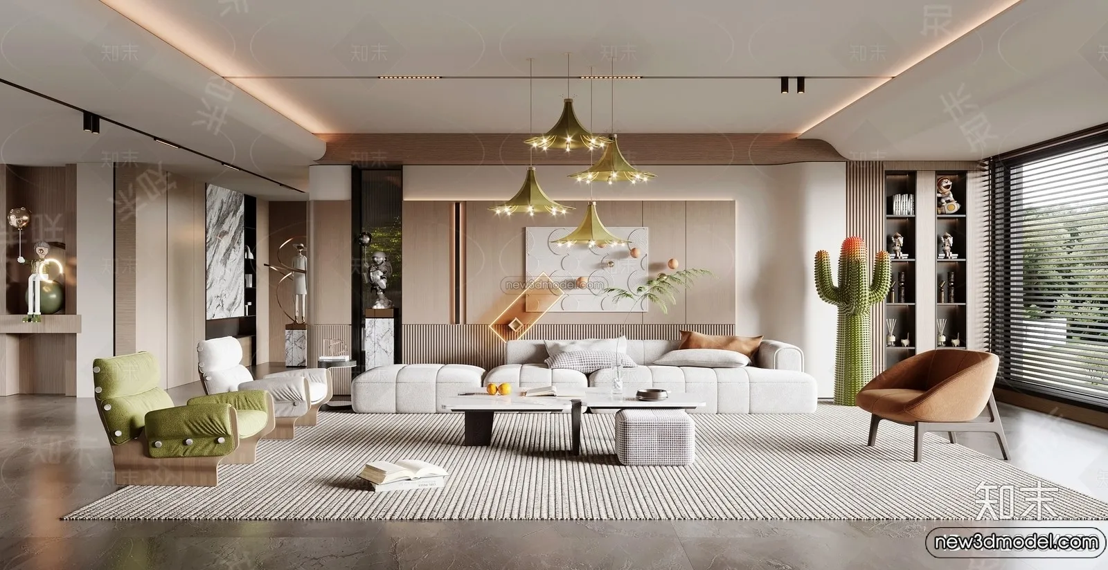 Living Room - 3D Interior Scene - Italian Style - 001
