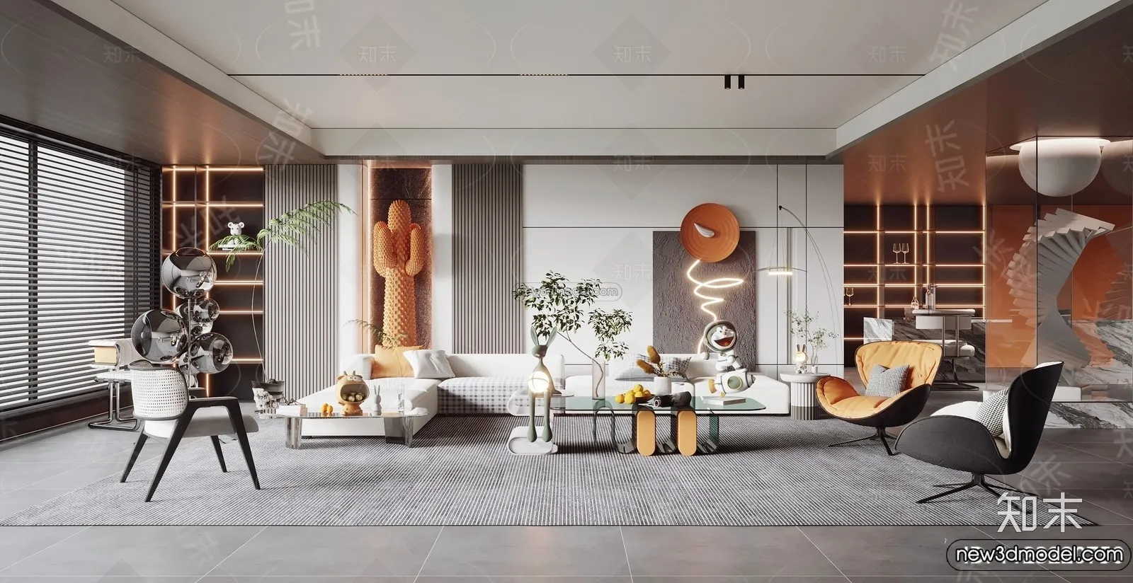 Living Room - 3D Interior Scene - Italian Style - 002