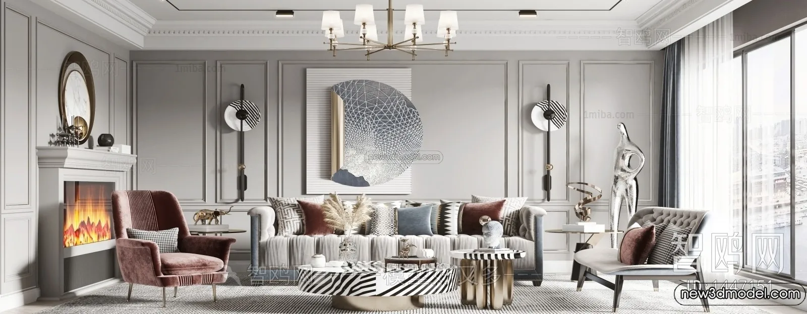 Living Room - 3D Interior Scene - Italian Style - 015