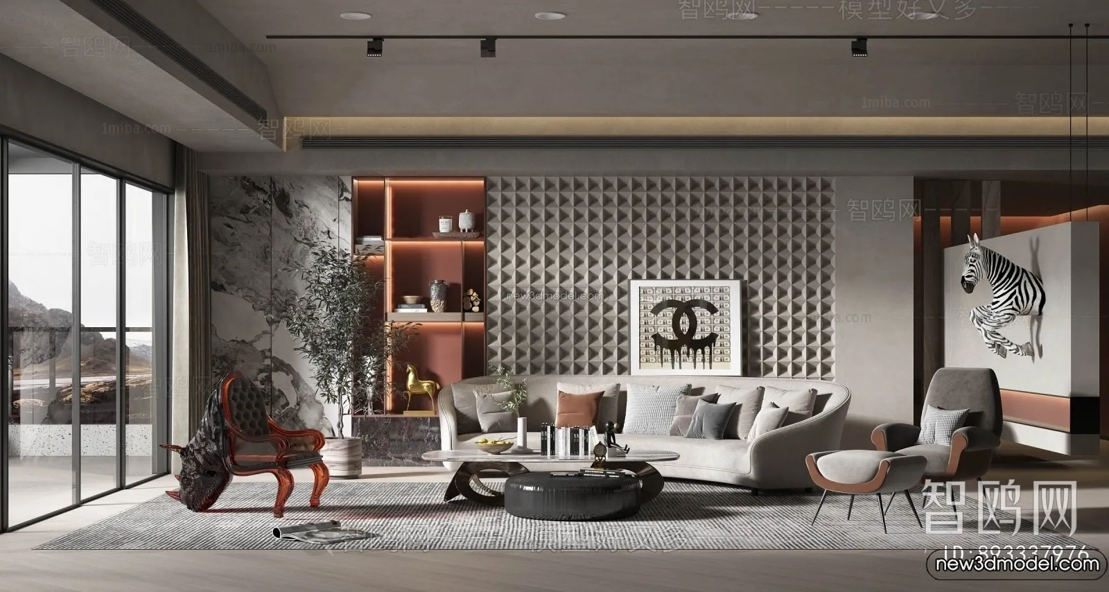 Living Room - 3D Interior Scene - Italian Style - 016