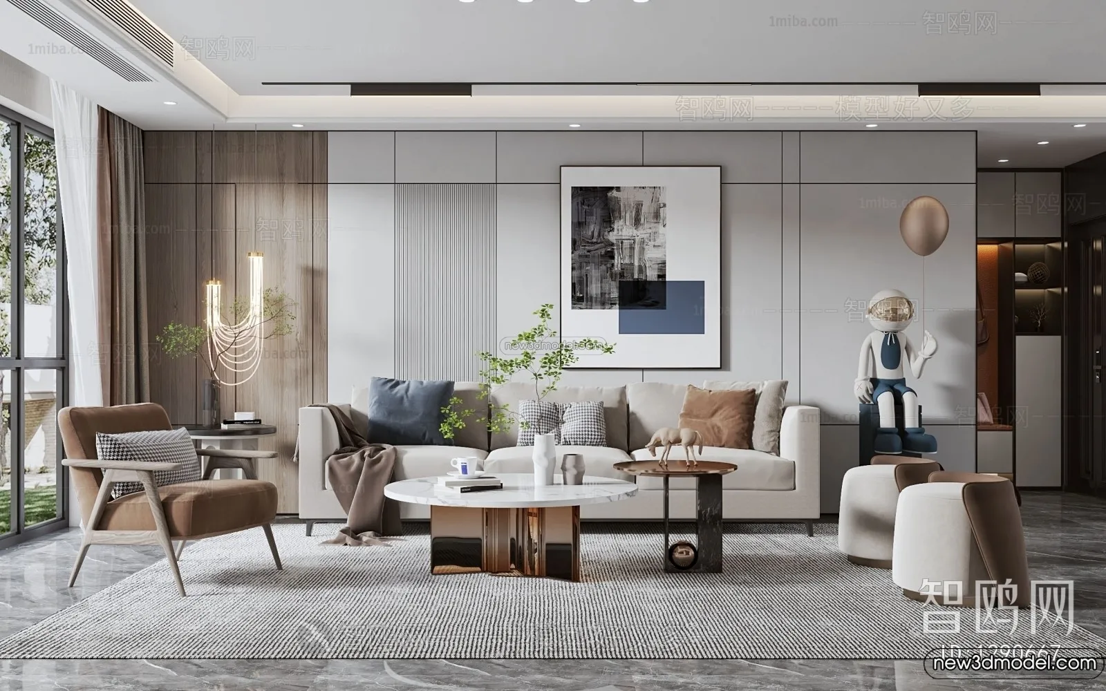 Living Room - 3D Interior Scene - Italian Style - 028