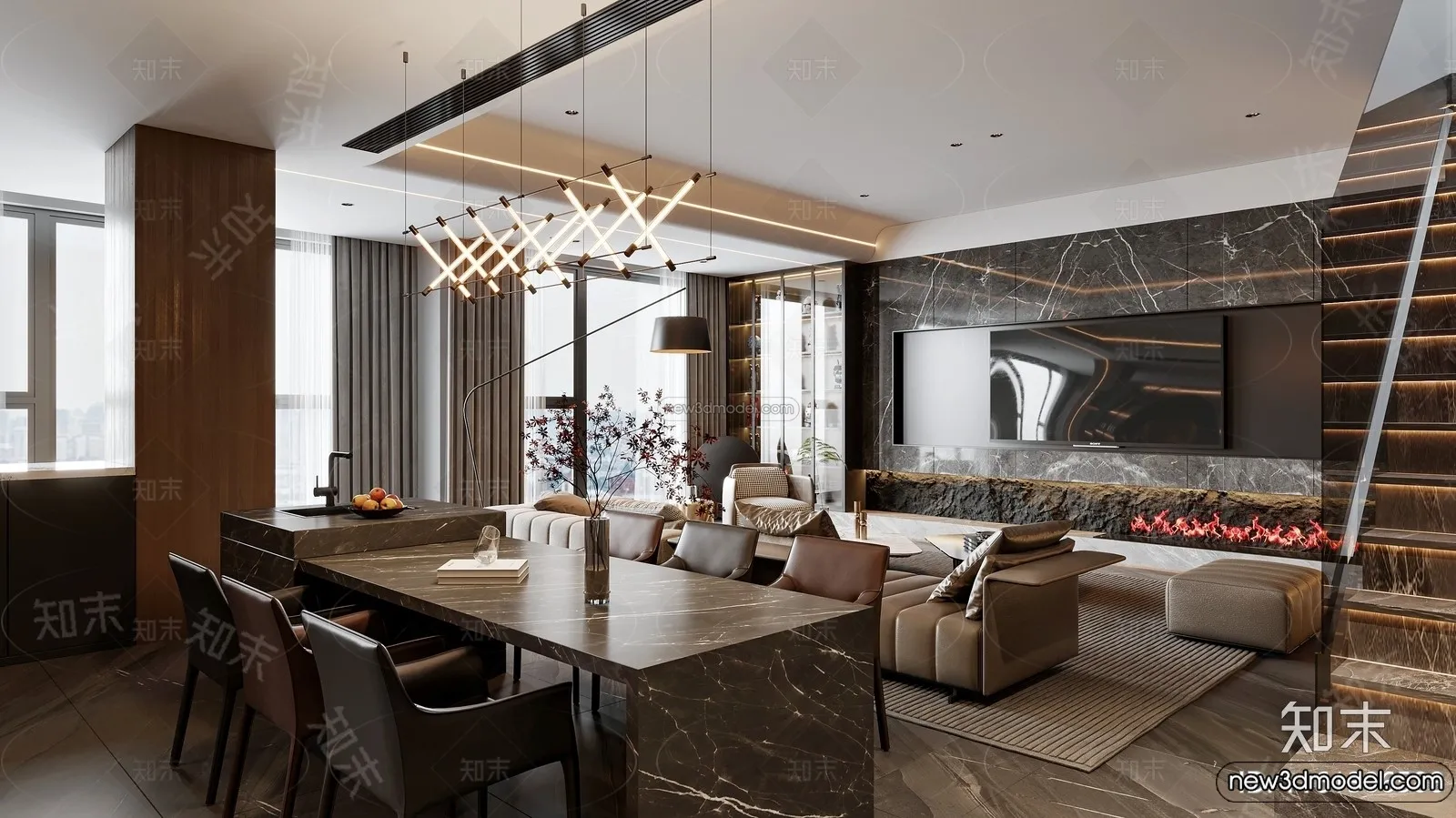 Living Room - 3D Interior Scene - Italian Style - 042