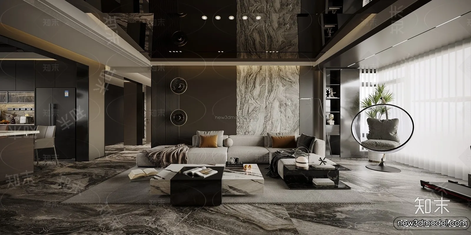 Living Room - 3D Interior Scene - Italian Style - 063