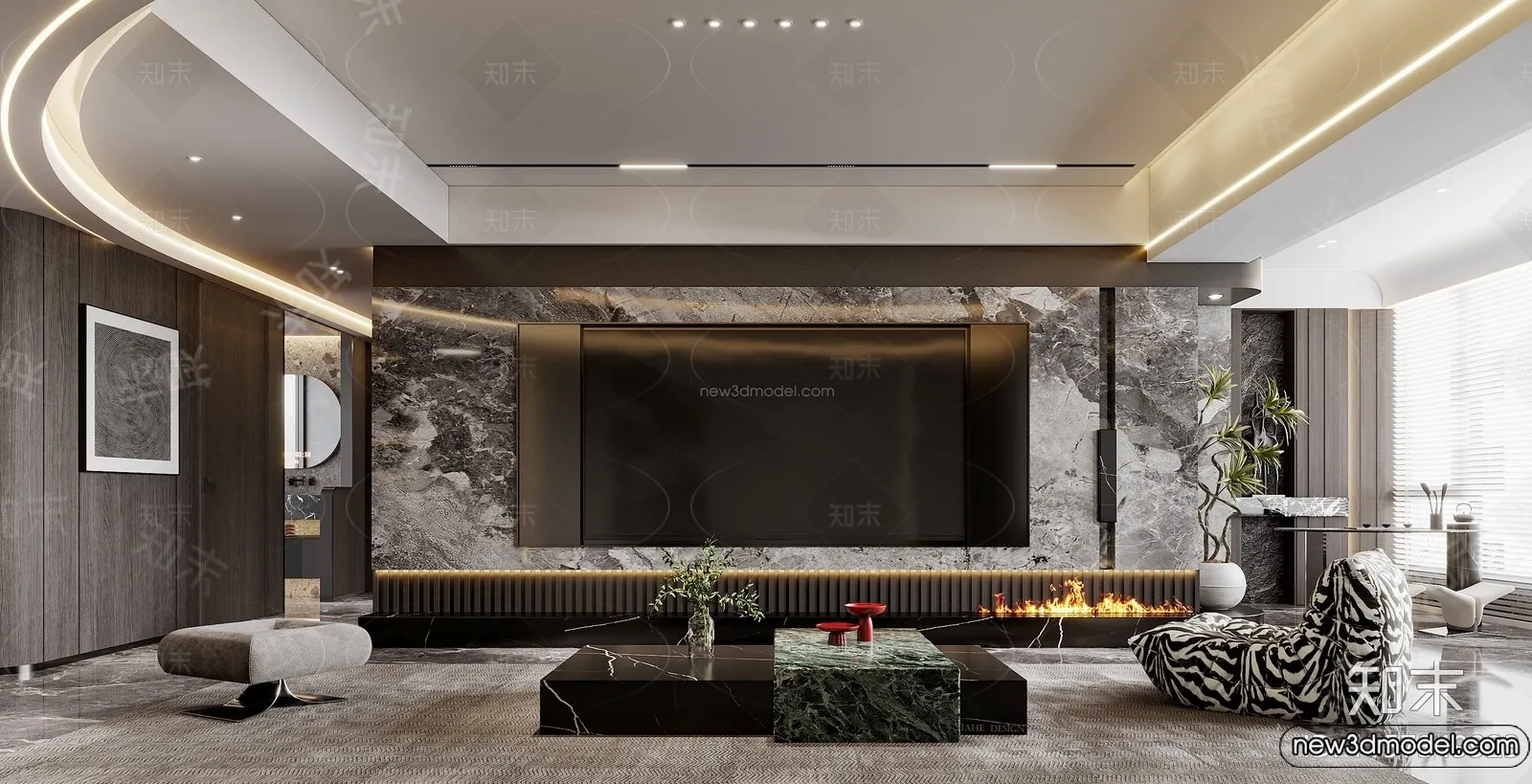 Living Room - 3D Interior Scene - Italian Style - 079