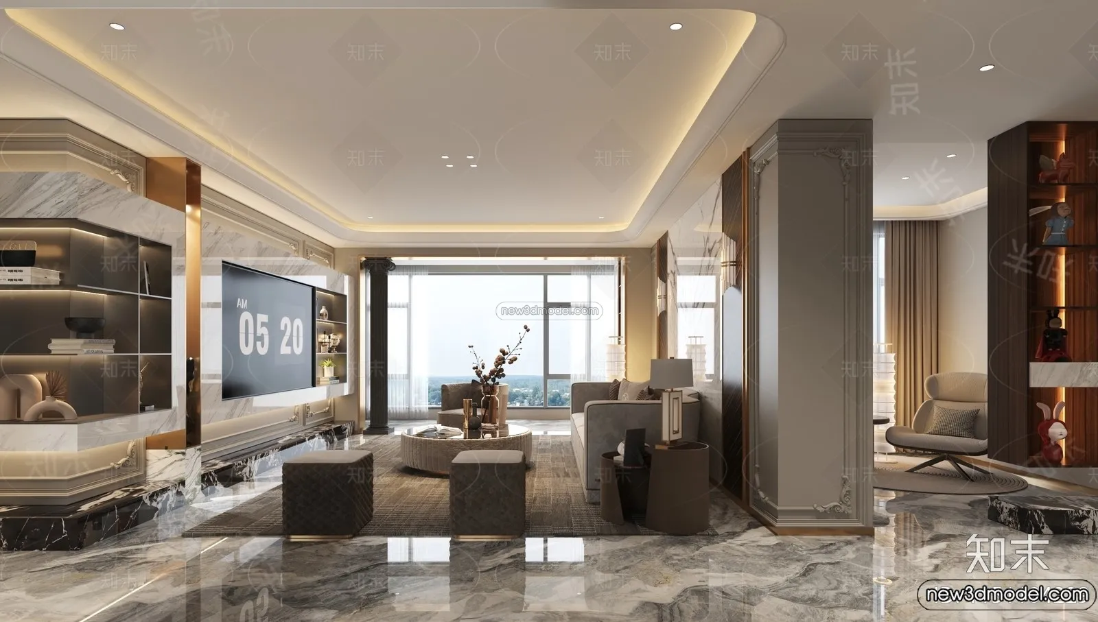 Living Room - 3D Interior Scene - Italian Style - 083