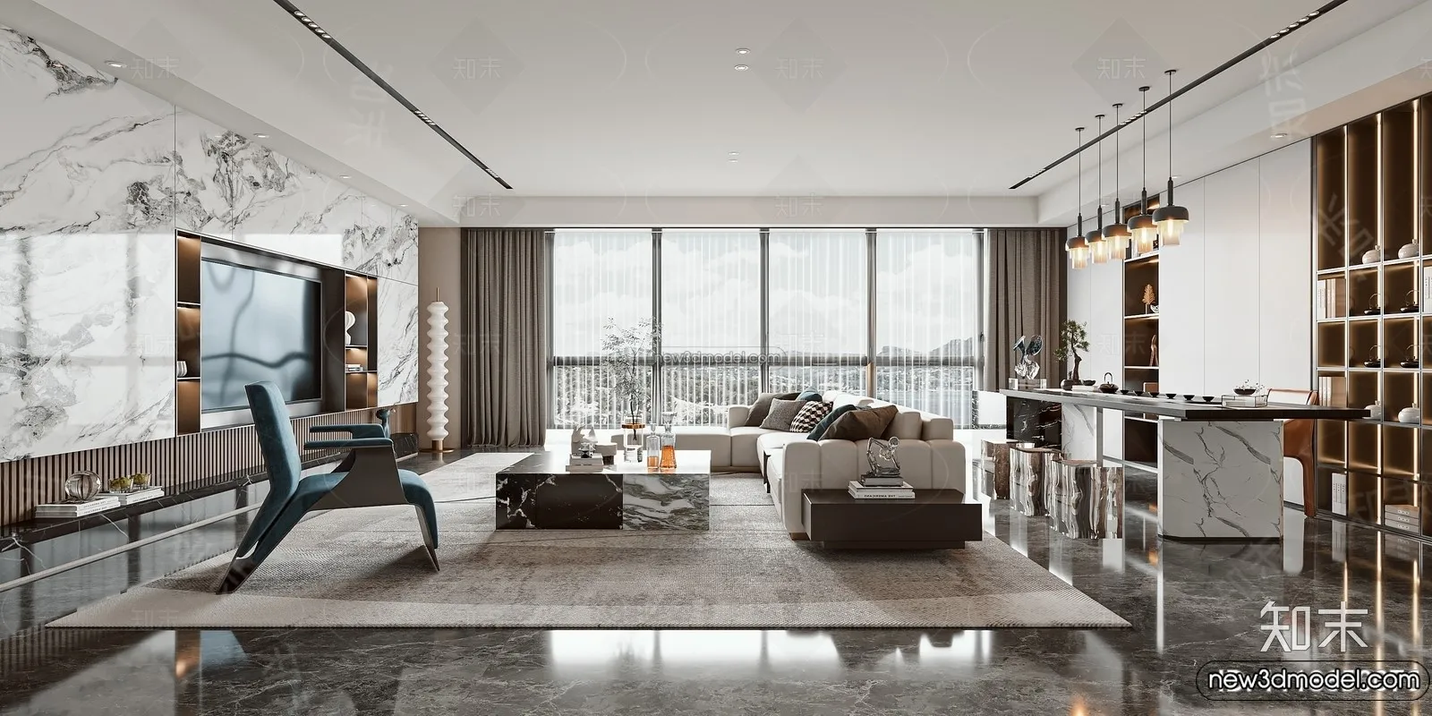 Living Room - 3D Interior Scene - Italian Style - 092