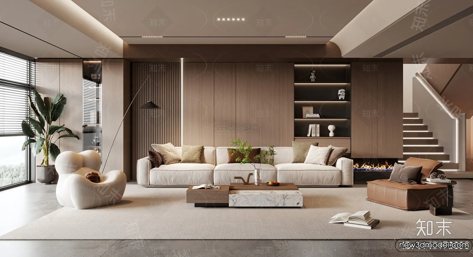 Living Room - 3D Interior Scene - Italian Style - 111