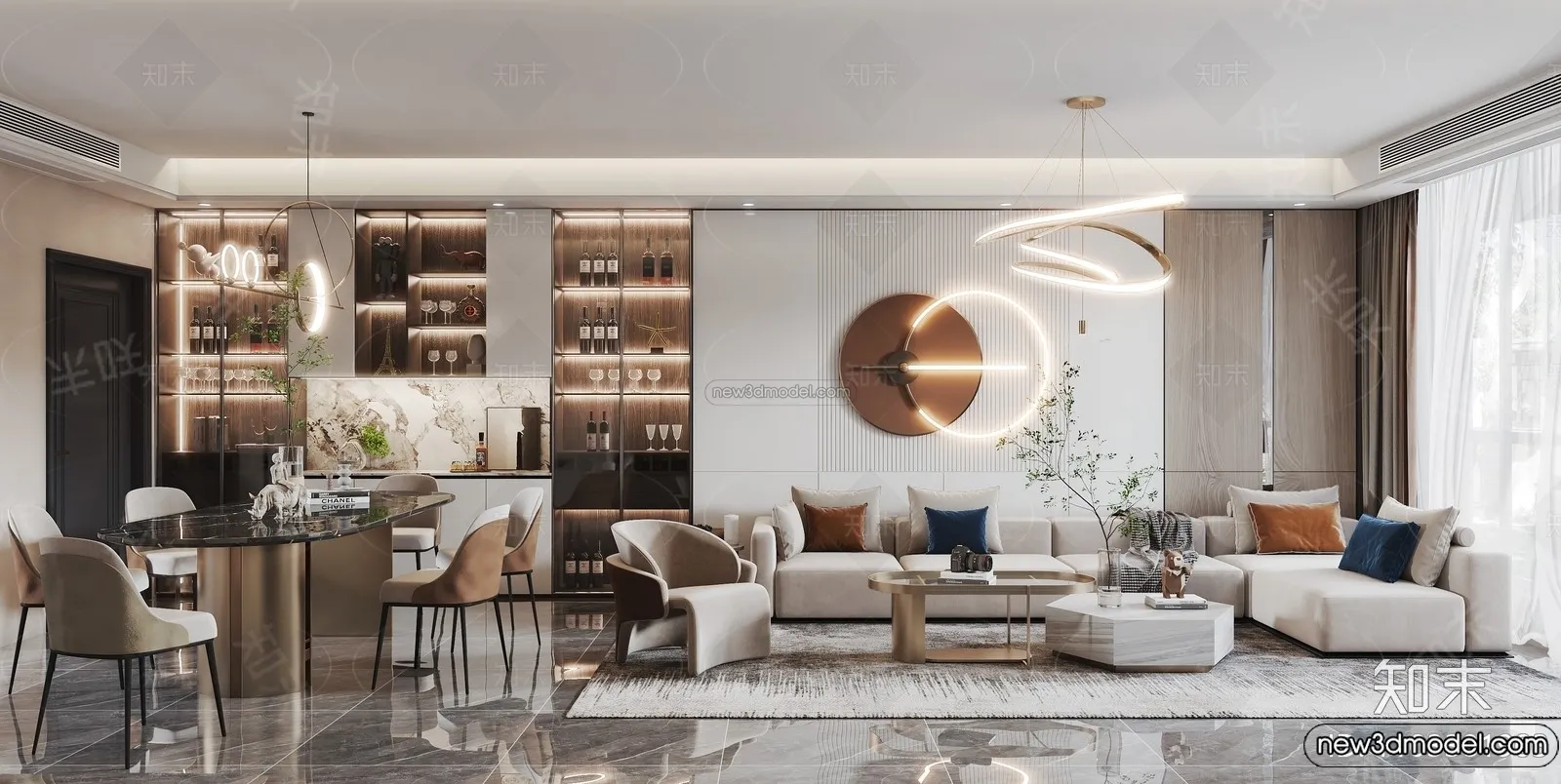 Living Room - 3D Interior Scene - Italian Style - 122