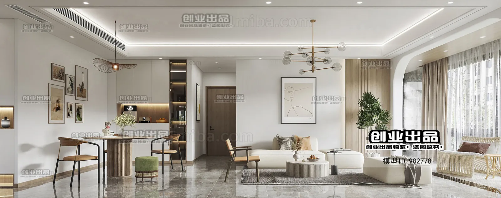 Living Room 3D Interior Scene - Japanese Style - 010