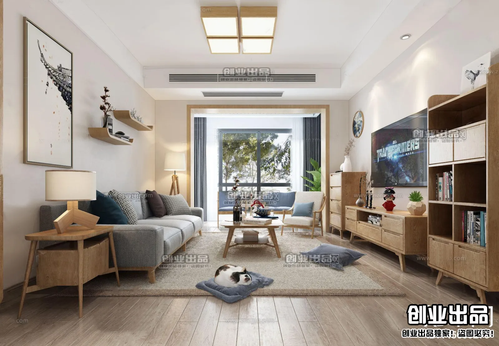 Living Room 3D Interior Scene - Japanese Style - 011