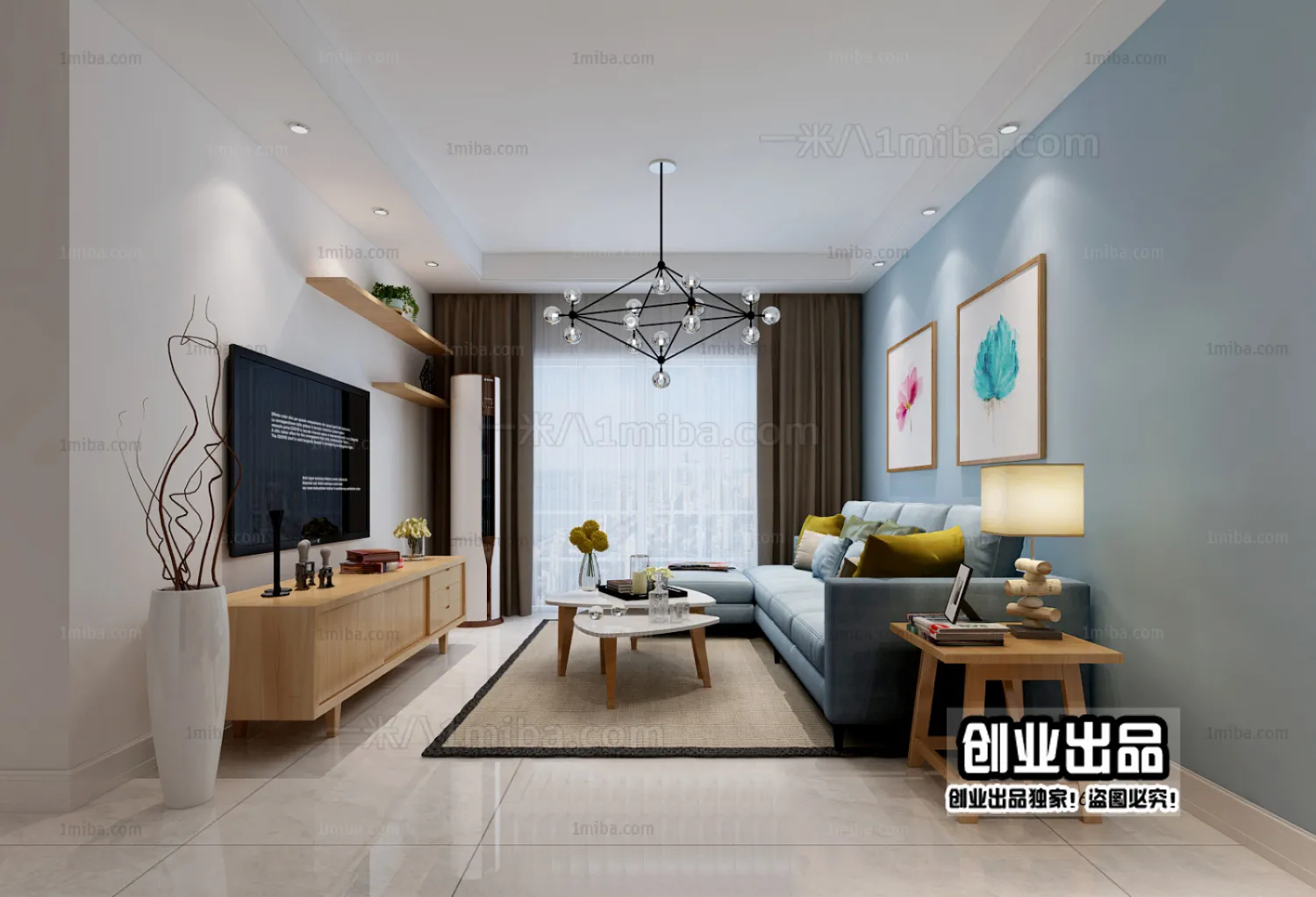 Living Room 3D Interior Scene - Japanese Style - 020