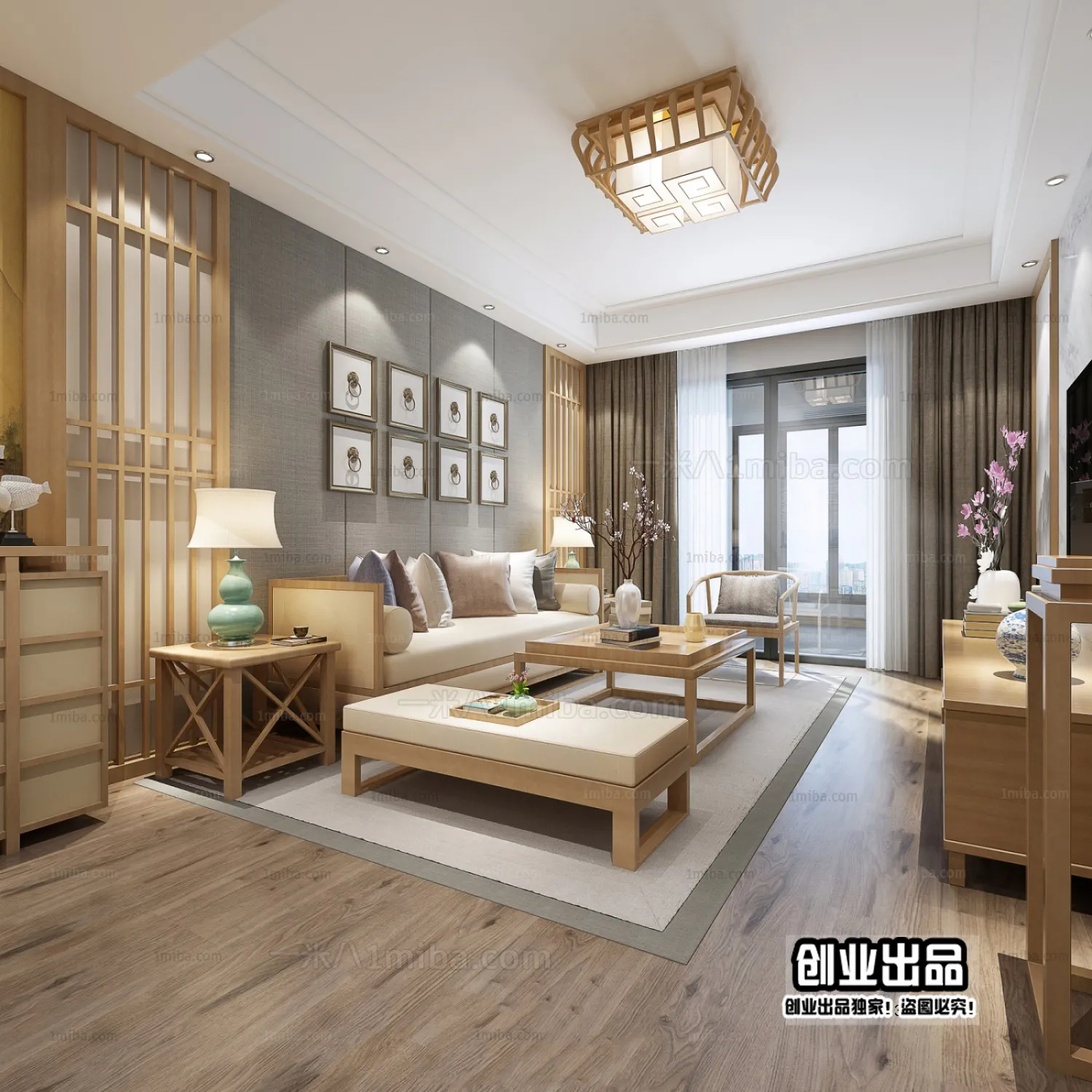 Living Room 3D Interior Scene - Japanese Style - 021