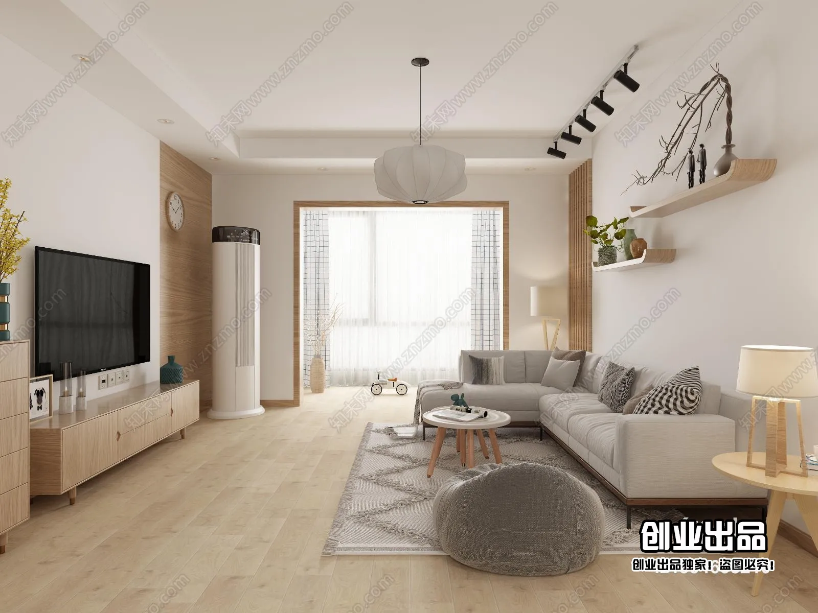 Living Room 3D Interior Scene - Japanese Style - 029