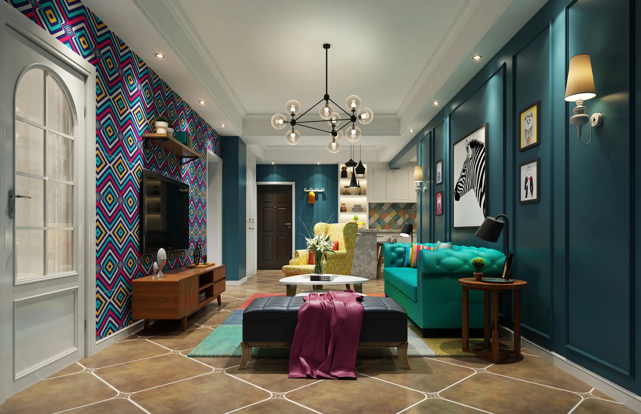 Living Room 3D Interior Scene - Japanese Style - 032