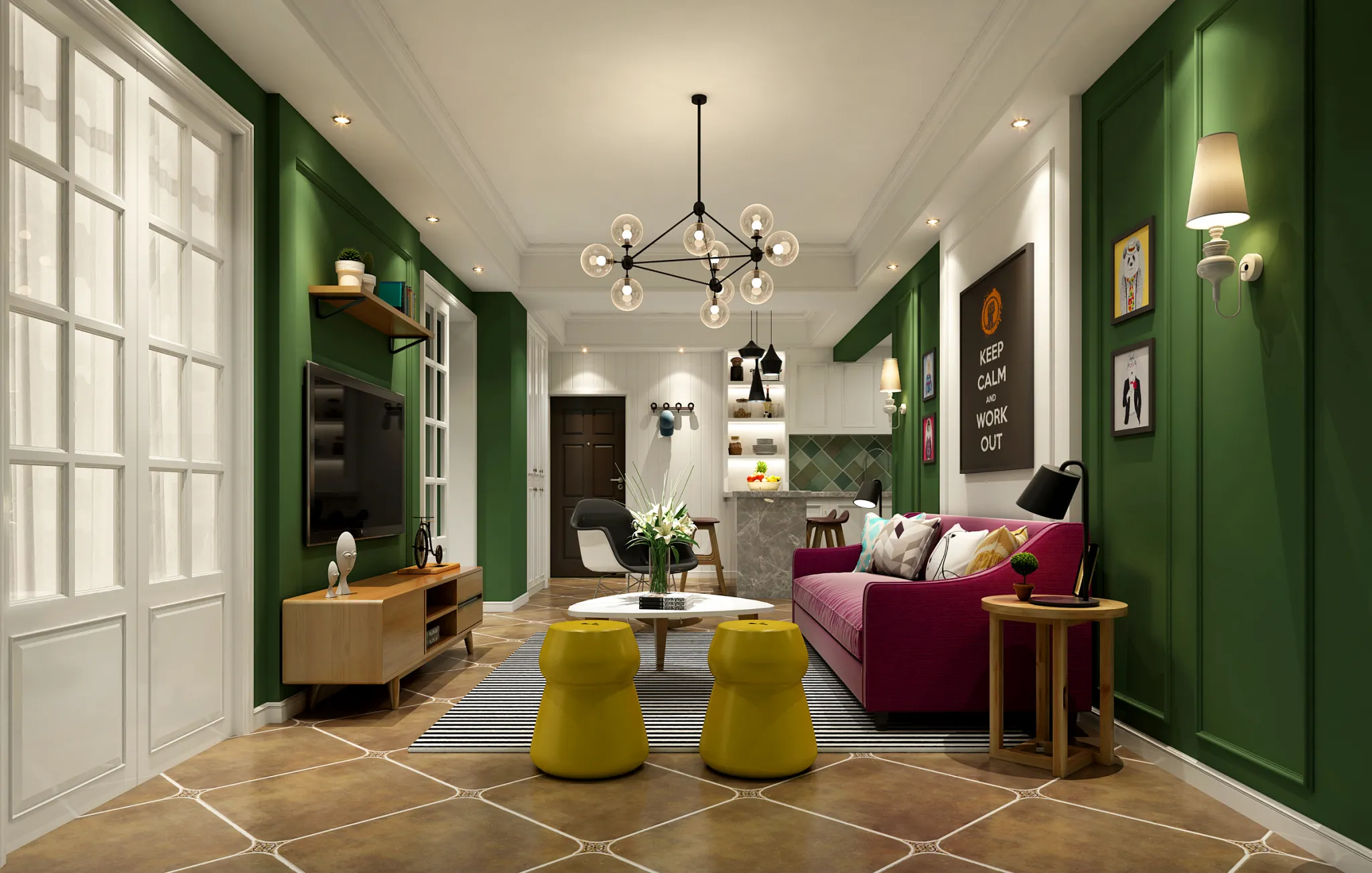 Living Room 3D Interior Scene - Japanese Style - 038