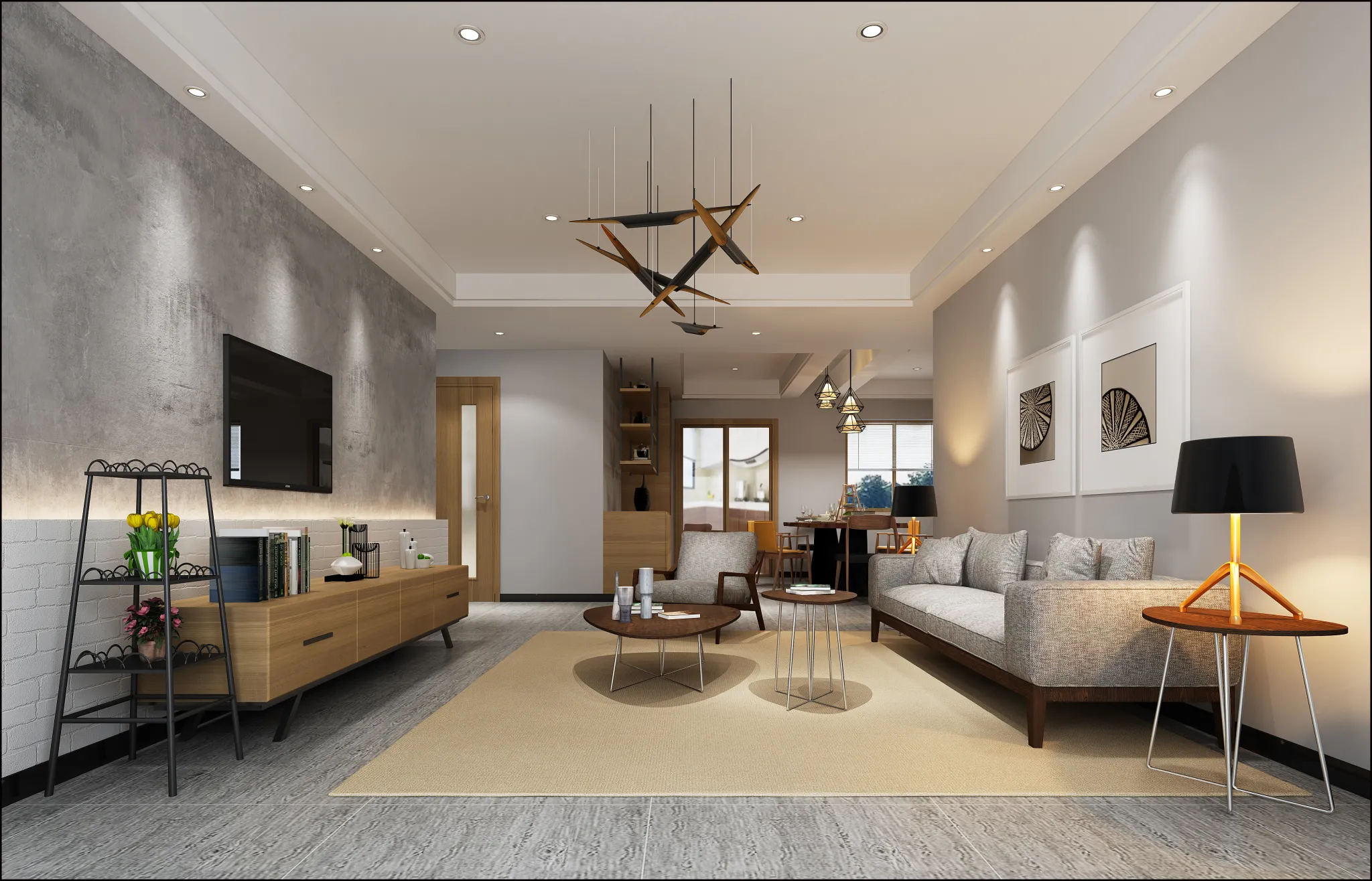 Living Room 3D Interior Scene - Japanese Style - 040