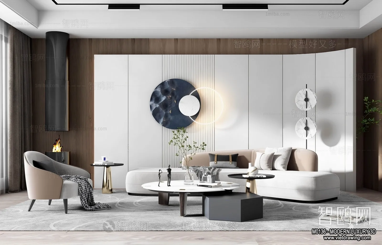 Living Room - 3D Interior Scene - Luxury Style - 001