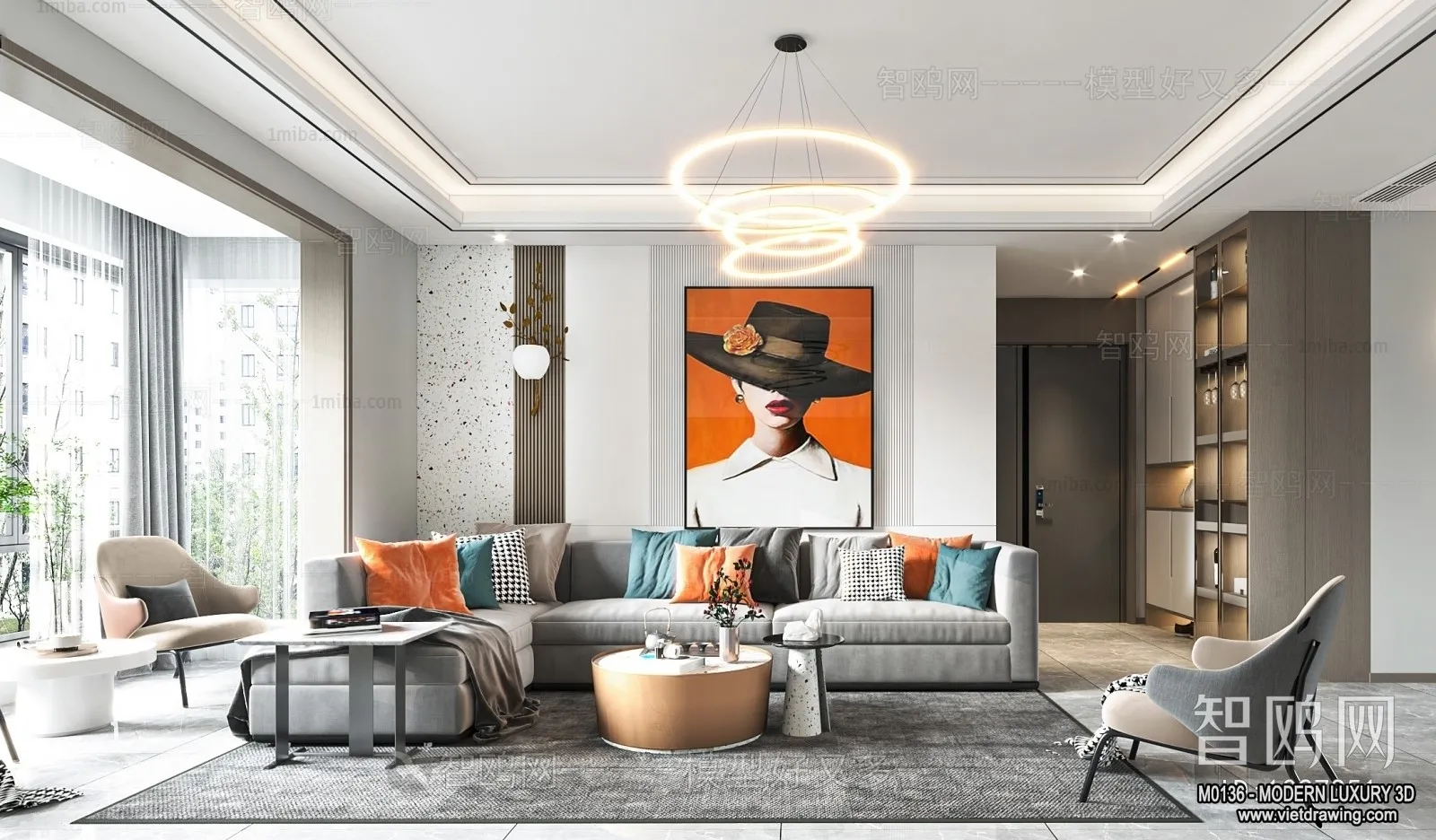 Living Room - 3D Interior Scene - Luxury Style - 002