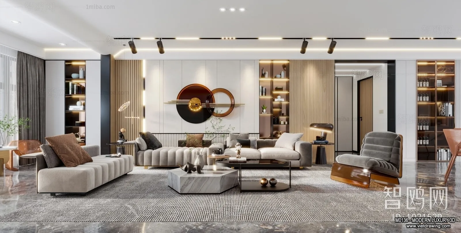 Living Room - 3D Interior Scene - Luxury Style - 005