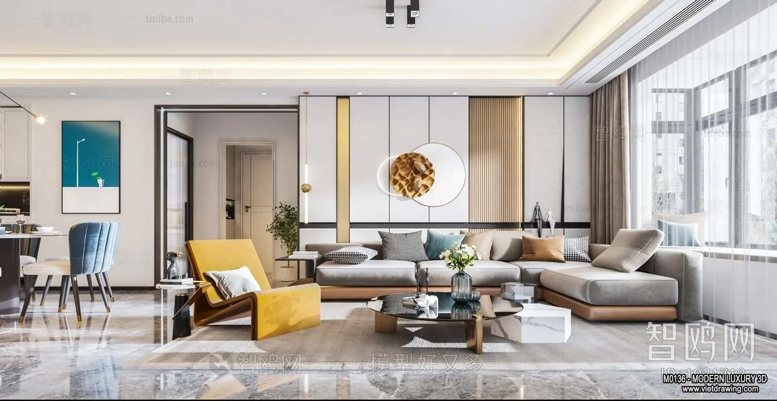 Living Room - 3D Interior Scene - Luxury Style - 006