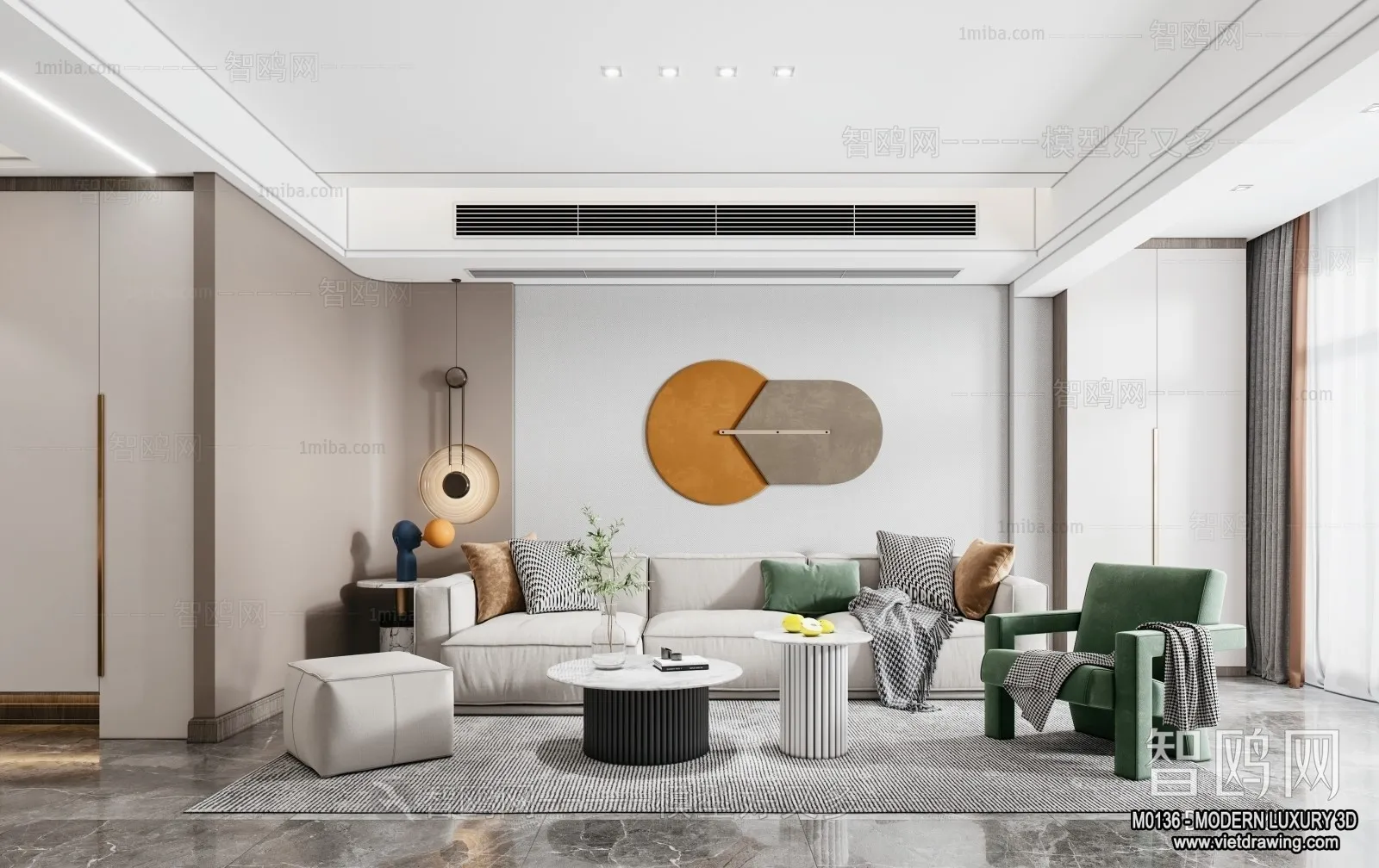 Living Room - 3D Interior Scene - Luxury Style - 007