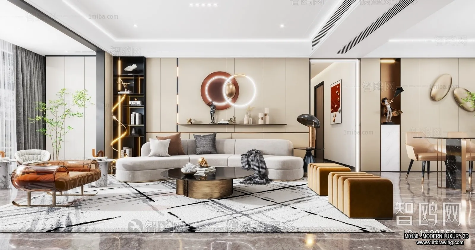 Living Room - 3D Interior Scene - Luxury Style - 009