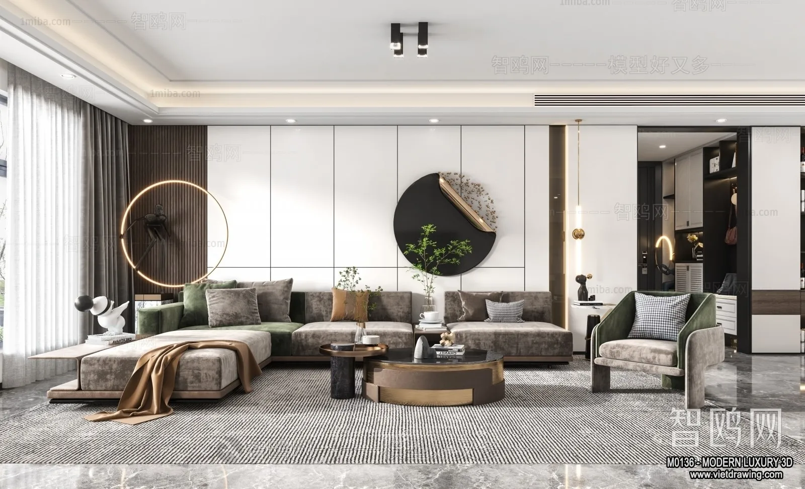 Living Room - 3D Interior Scene - Luxury Style - 010